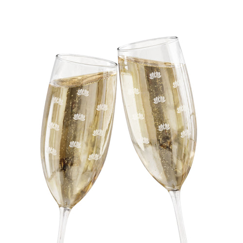 Block Print Champagne Glass