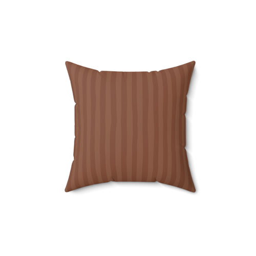 Brown Striped Faux Suede Square Pillow