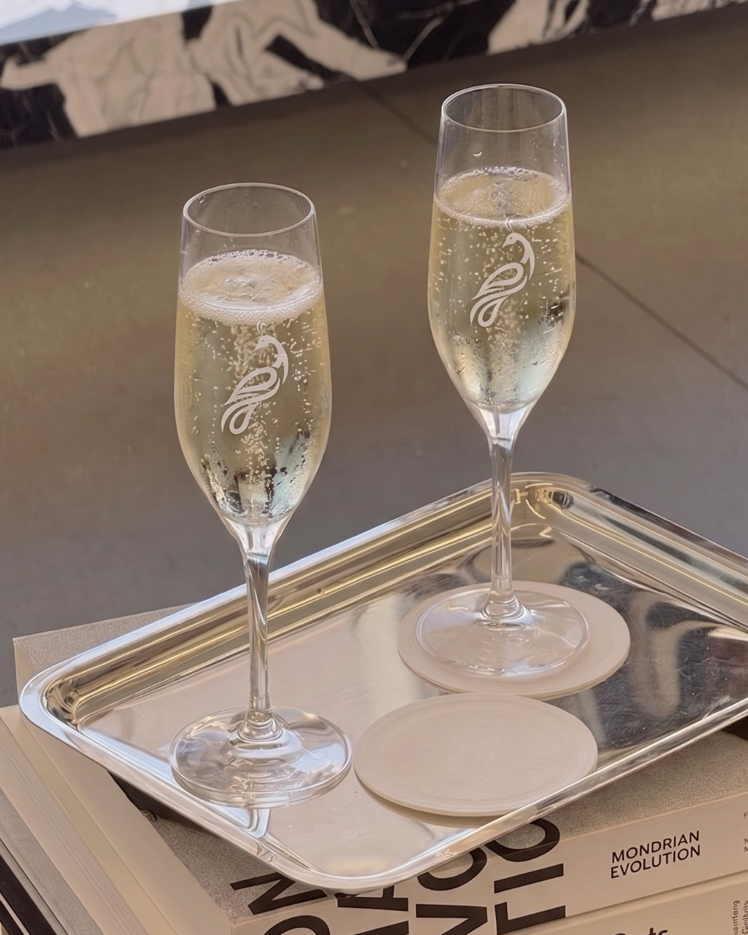 Peacock Champagne Glass