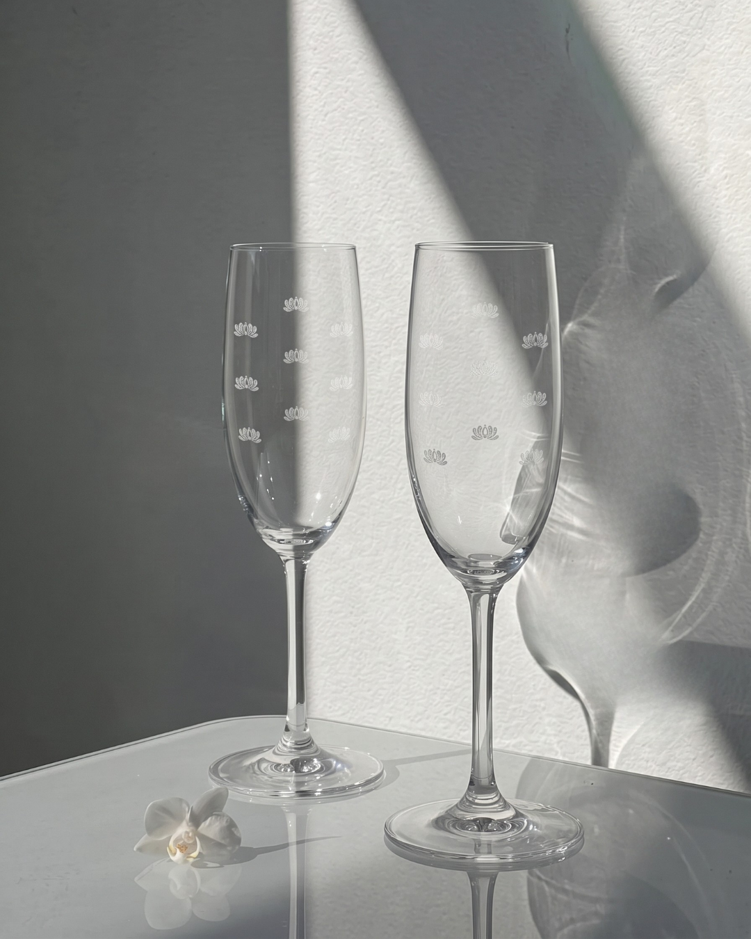 Block Print Champagne Glass