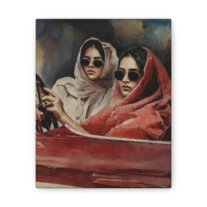 Canvas Stretched Wall Art - Cool Girl Vibes Driving Desi