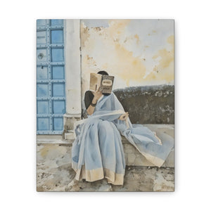 Canvas Print - Woman in Sari Reading