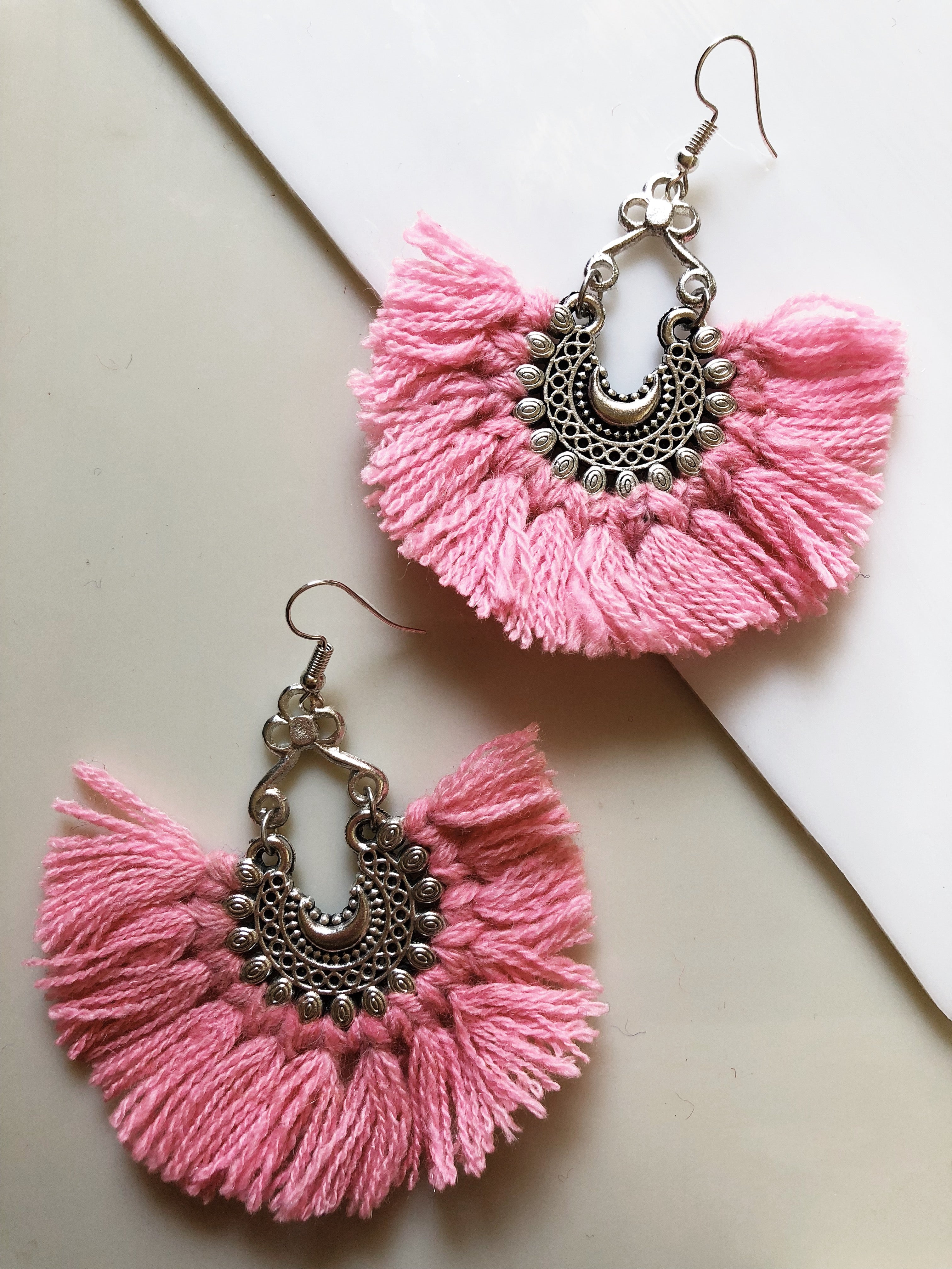 small pink tassel earrings